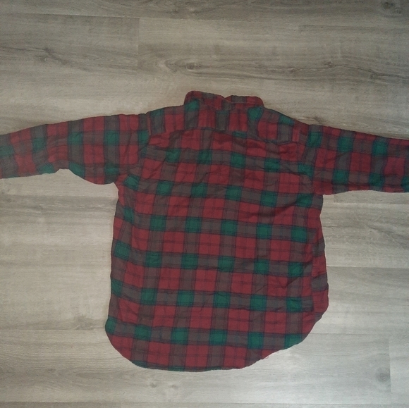 Vintage L.L Bean Red and Green Checkered Plaid Flannel Button Up - Picture 5 of 5